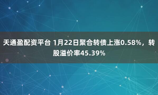 天通盈配资平台 1月22日聚合转债上涨0.58%，转股溢价率45.39%